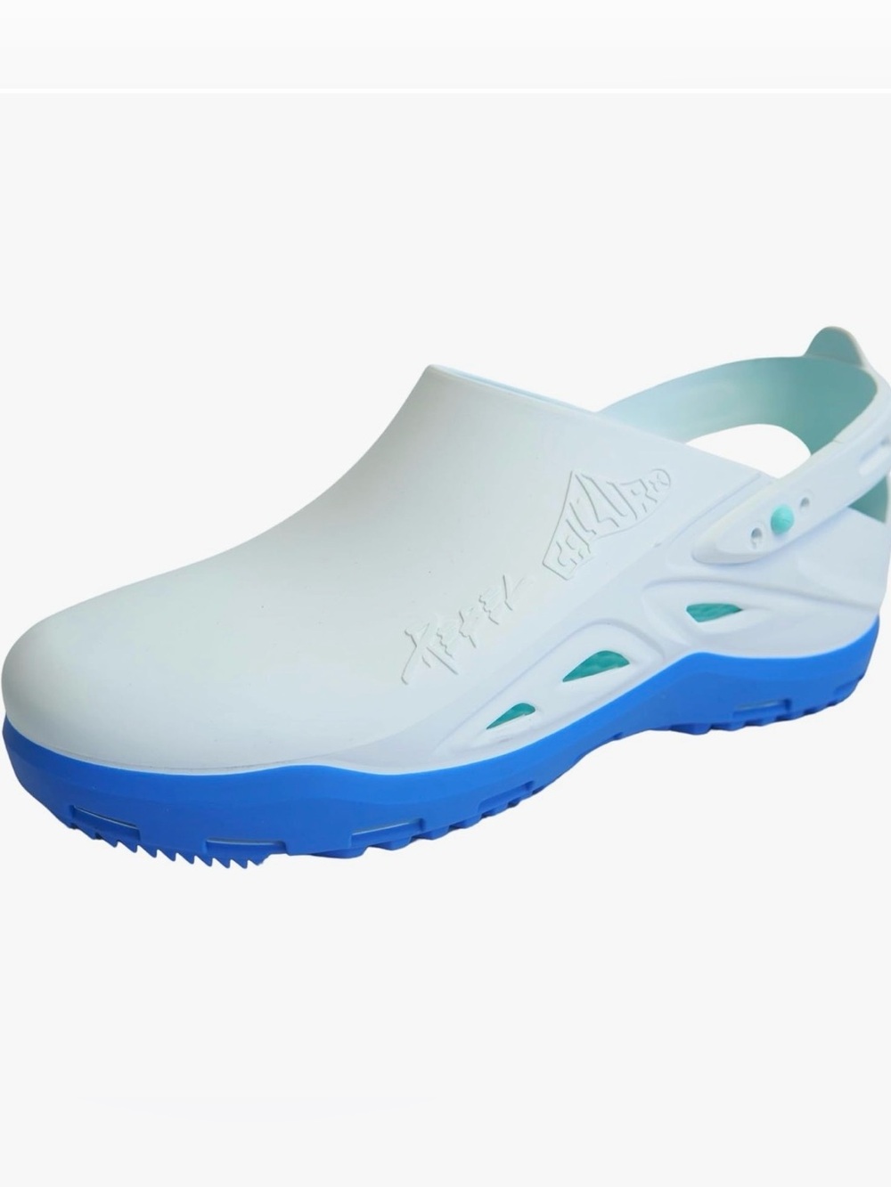 CALZURO Rebel Work Clogs in White-Royal Blue Size 39-40 Women’s